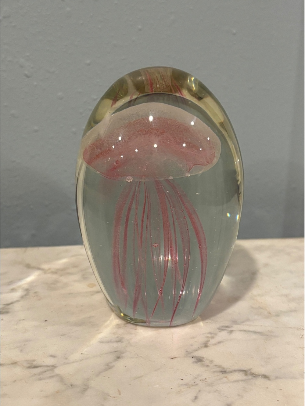 Dynasty Gallery Handcrafted Pink Jellyfish Glass Paperweight
